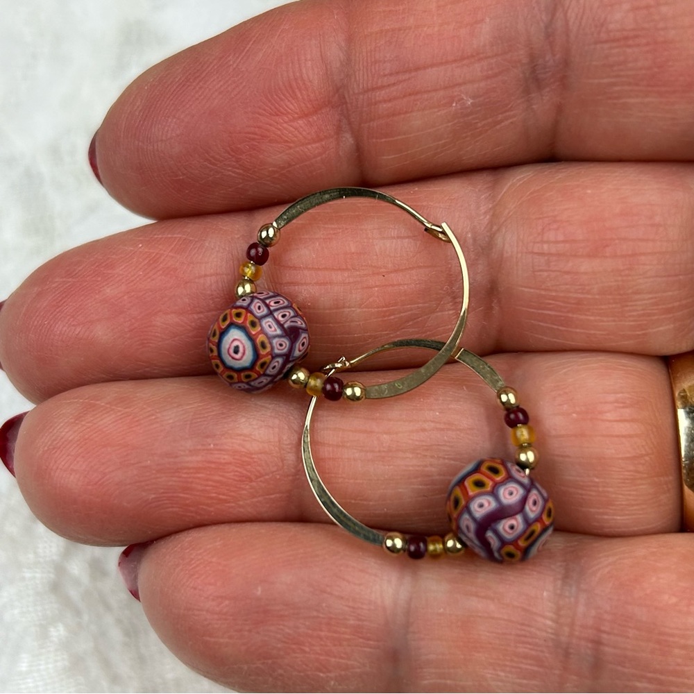 Macy's Bohemian Beaded Cottagecore Dainty Small Hoop Earrings Festival Romantic